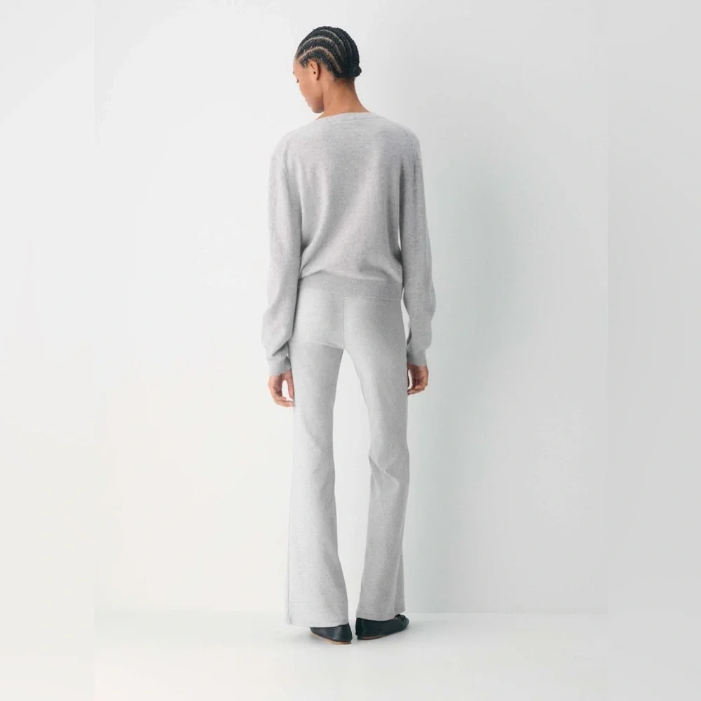 🆕 NWT Sunday Best Wildflower Light Gray Knit Flare Drawstring Pants - Picture 4 of 10